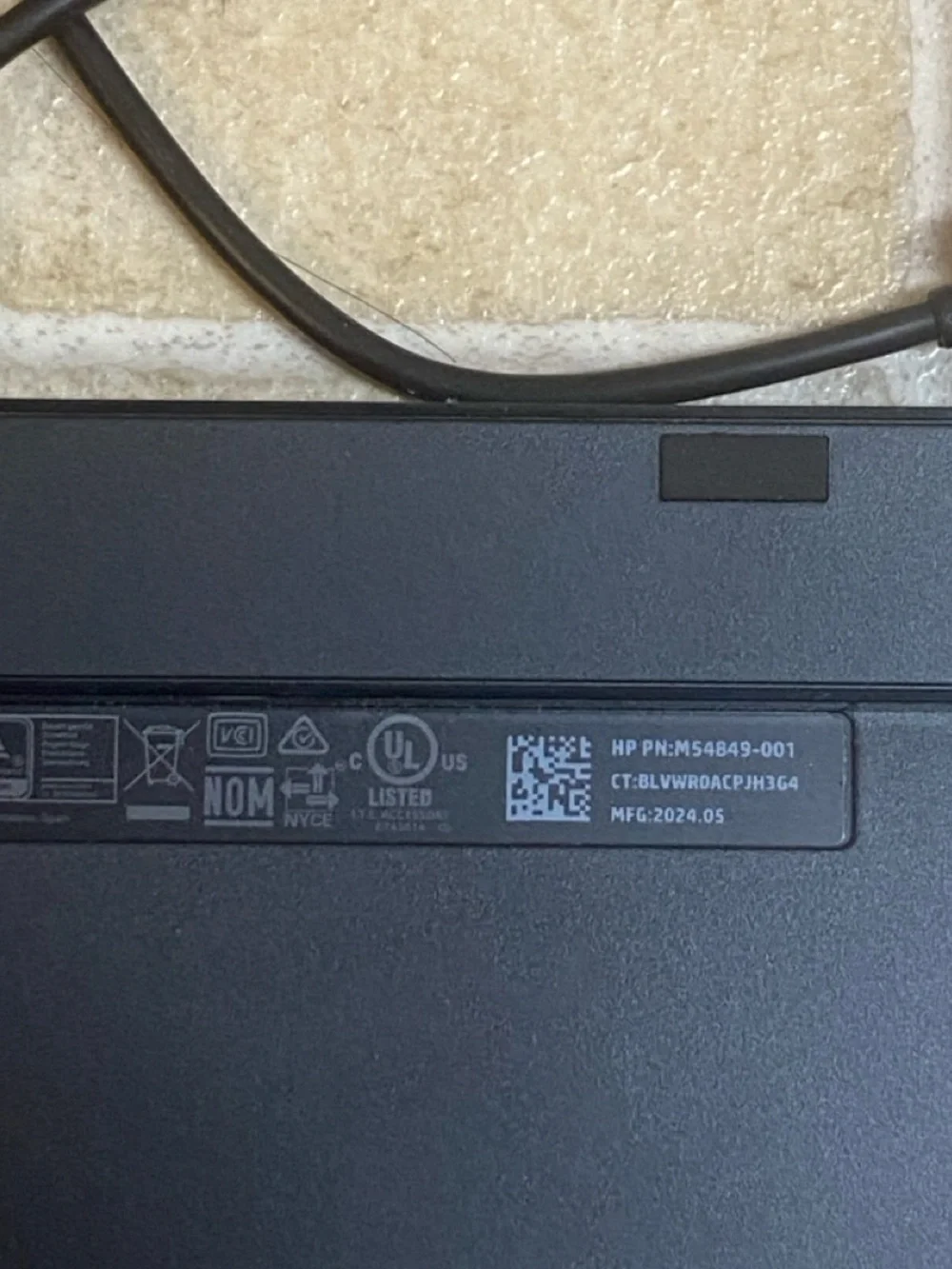 HP Slim Black Wired USB Full-Size Keyboard with Numeric Keypad